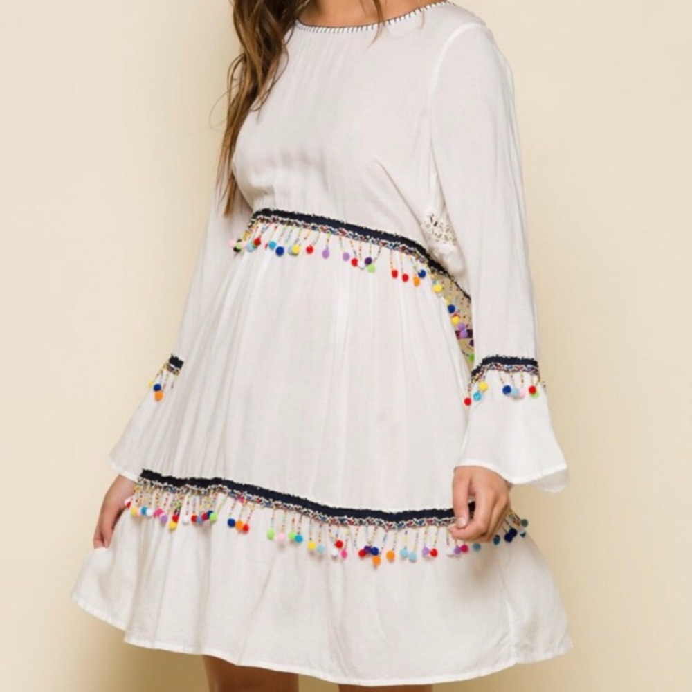 RAGA Coconut Cover Pom Pom Tassel Short Dress